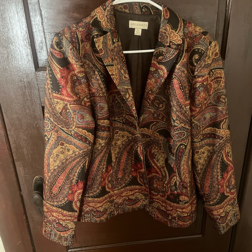 Appleseed's Paisley Blazer Jacket in Black, Brown & Red